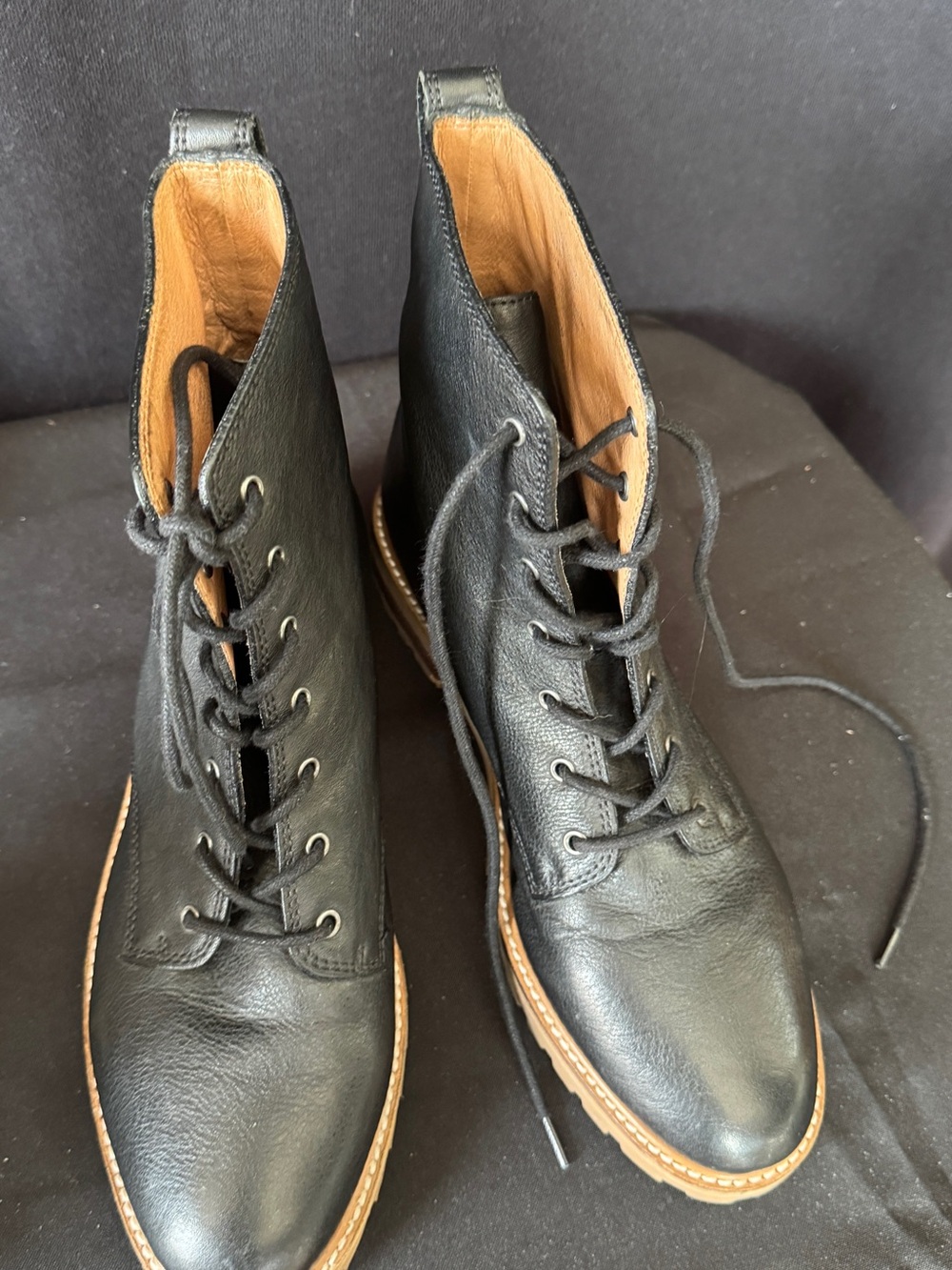 Madewell Black Leather Chukka Boots with Tan Trim
